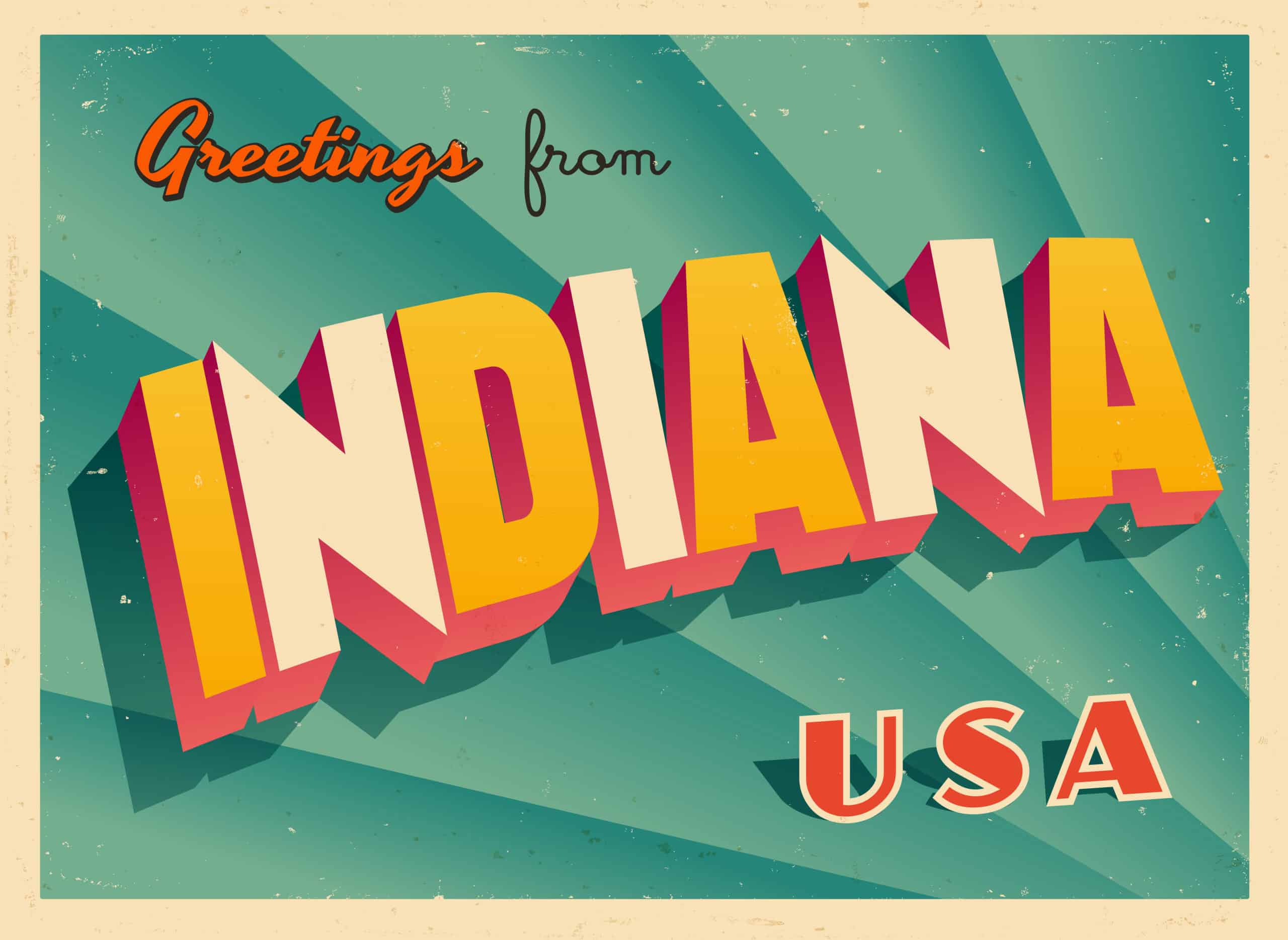 welcome to indiana postcard