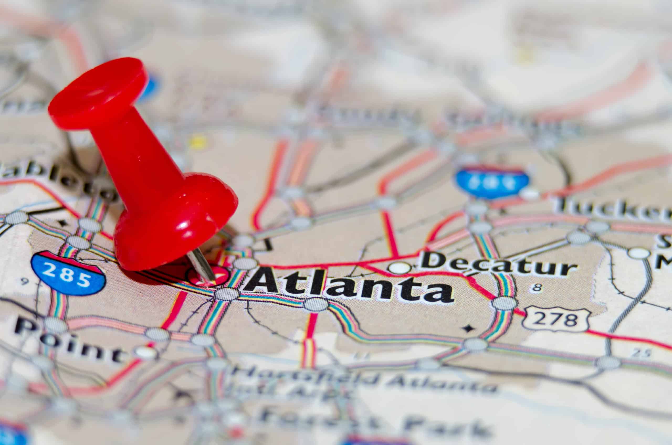 atlanta georgia city pin on the map